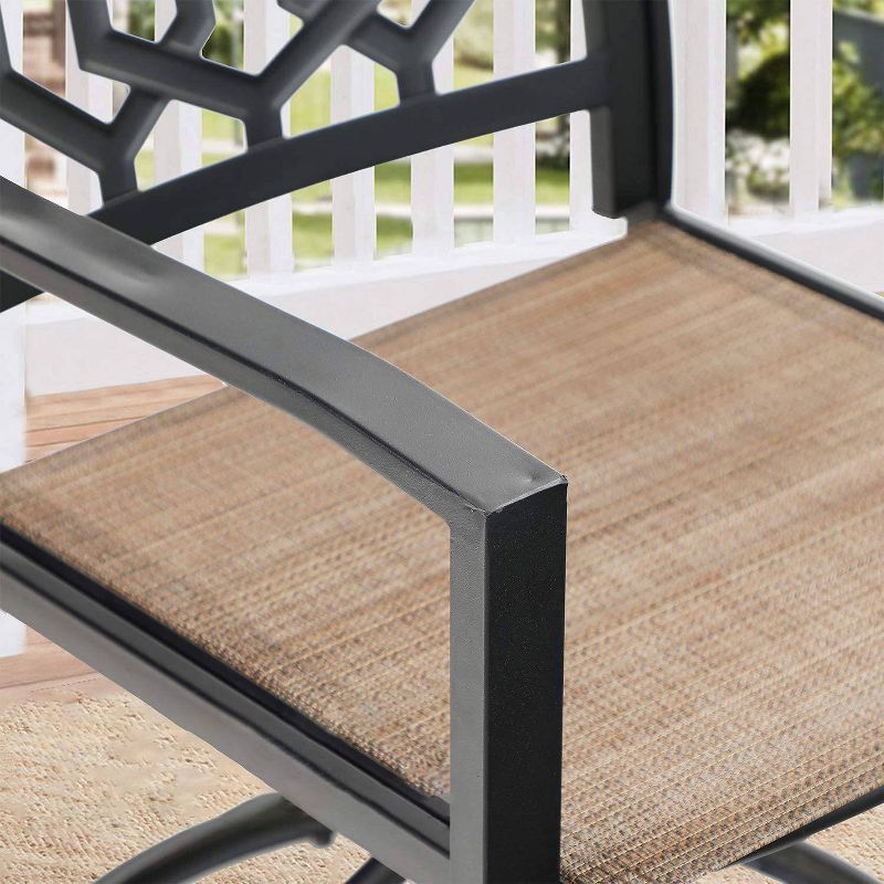 7pc Patio Dining Set with Rectangle Table with 2.6" Umbrella Hole & 360 Swivel Sling Arm Chairs with Patterned Back - Captiva Designs