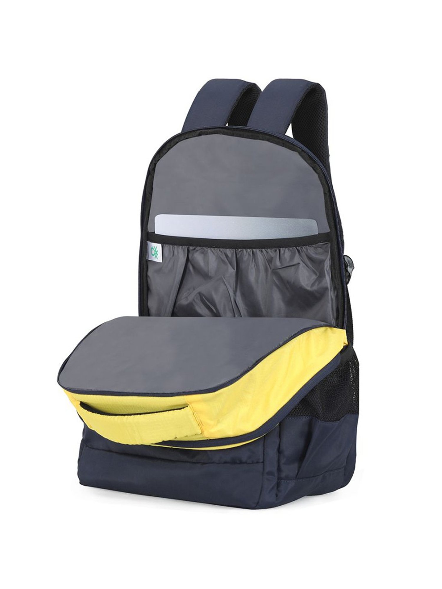 United Colors of Benetton Provence 21 Ltrs Navy & Yellow Medium Backpack