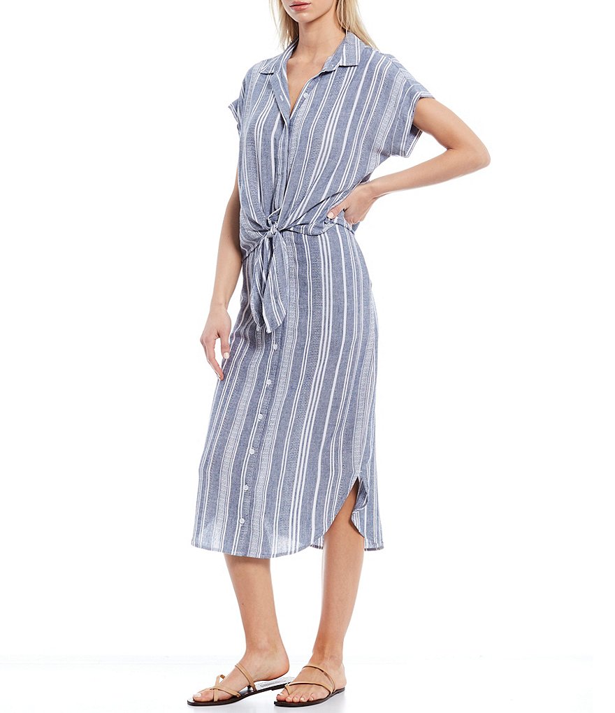 Cloth & Stone Woven Cap Sleeve Coordinating Tie Front Top