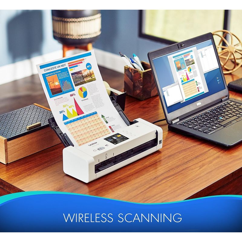 Brother Scanner 20-Page ADF 25 ppm Wireless 2.8" Touchscreen MI ADS1700W
