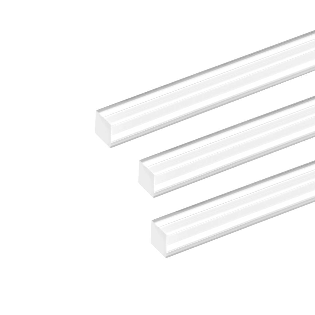 8mmx8mmx20inch Acrylic Rod Square Clear Acrylic Plastic Rod Solid PMMA Bar 3pcs