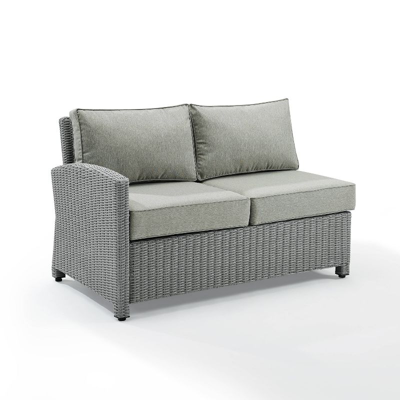 Bradenton Outdoor Wicker Sectional Left Corner Loveseat - Gray - Crosley