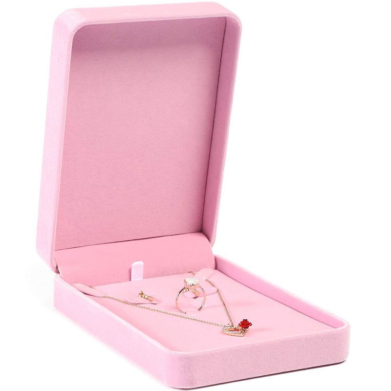 Juvale Jewelry Display Showcase Storage Gift Box, Perfect for Weddings, Anniversaries, Birthdays and Valentine's Day, Pink