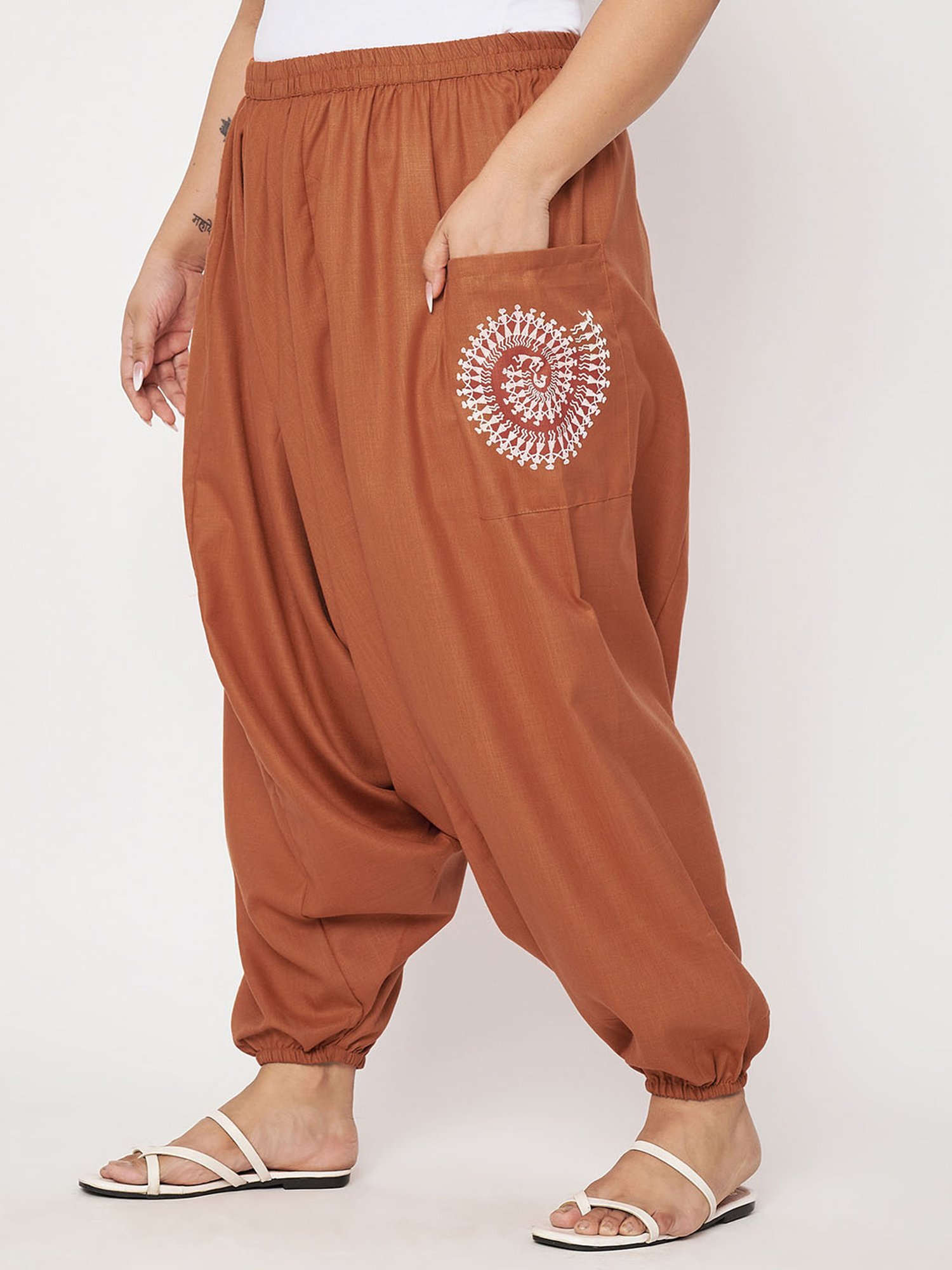 9rasa Rust Printed Plus Size Pants