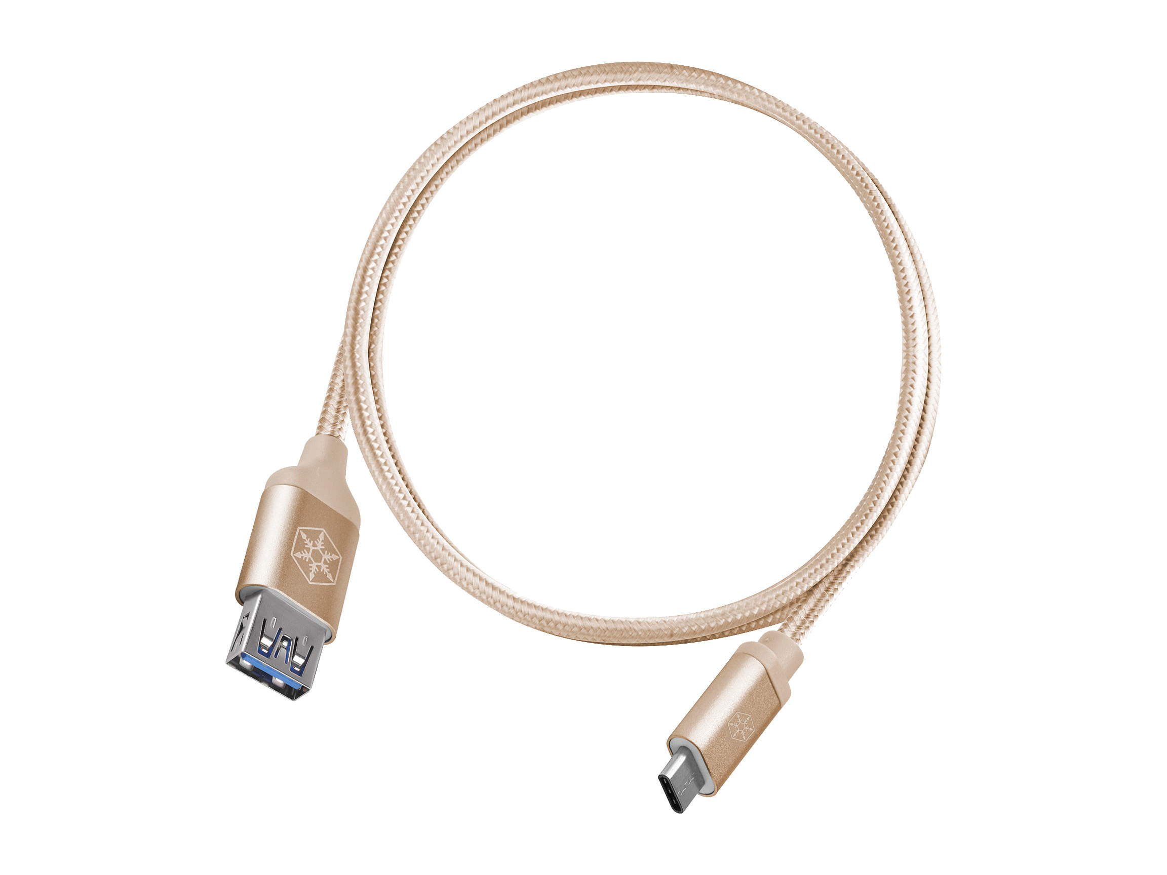 Silverstone CPU05G-500 USB-C to USB TYPE-A female cable, 0.5 meter, Nylon Braided and aluminum shell