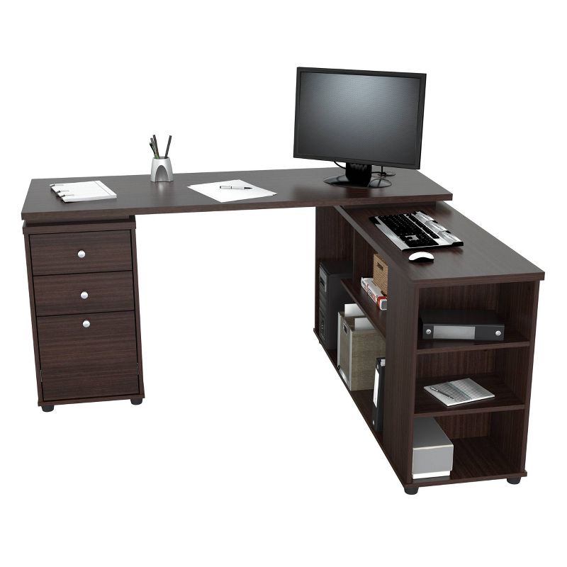 L Shaped Computer Work Station Espresso - Inval