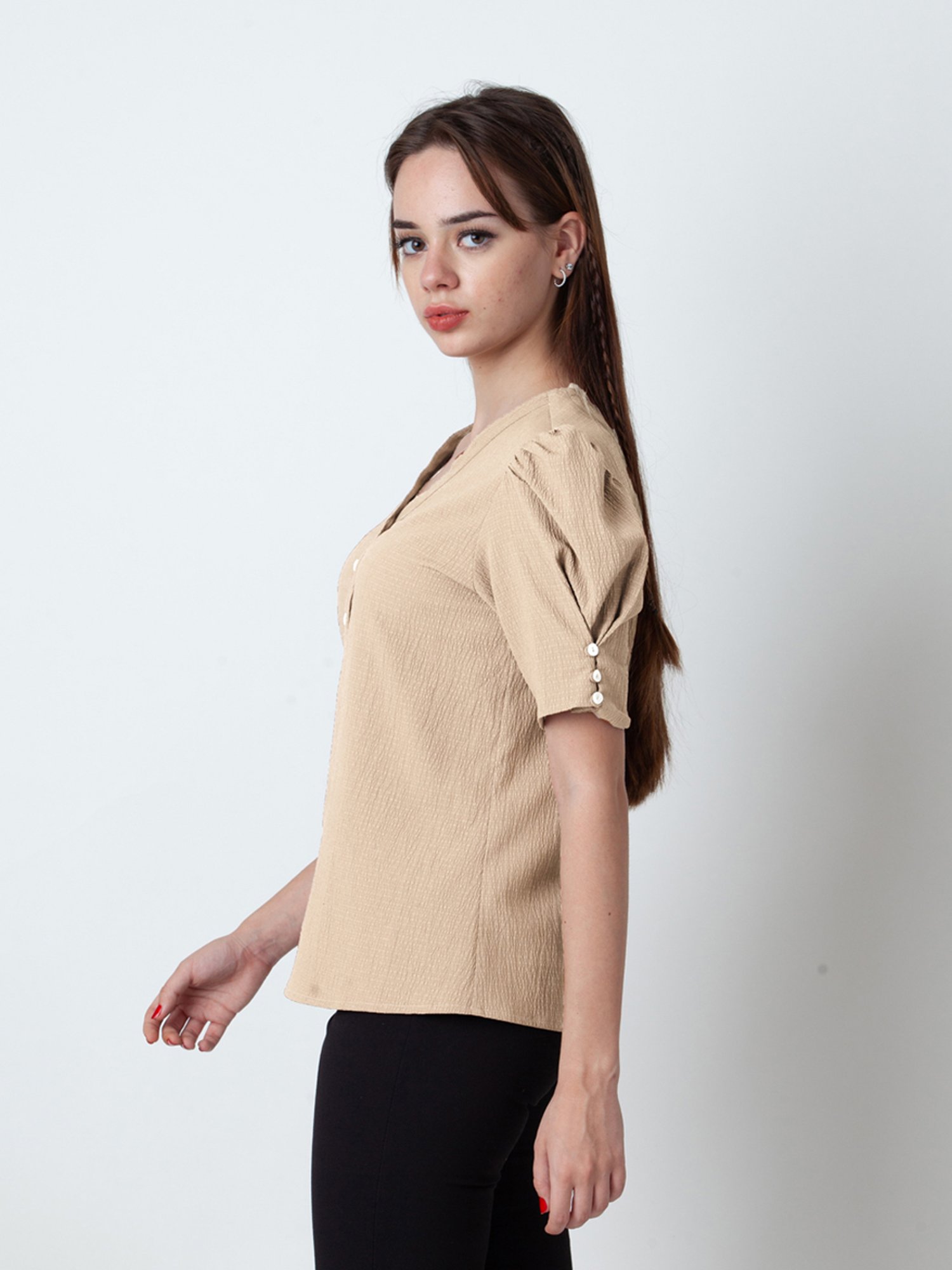 Zink London Beige Regular Fit Top