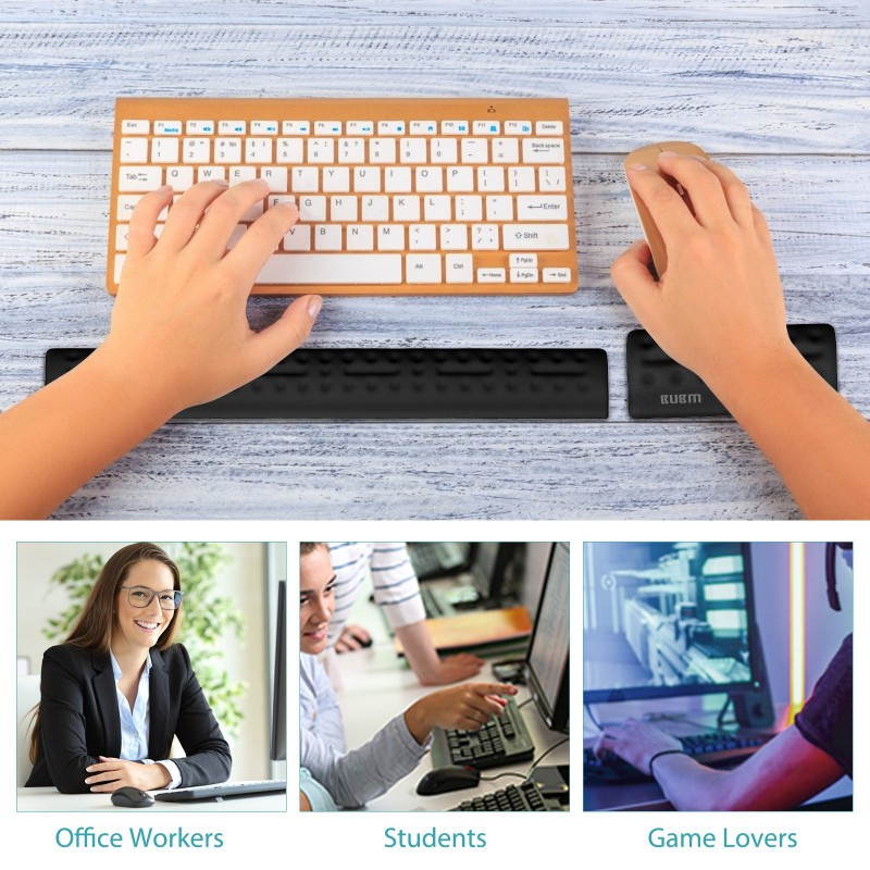 Gel Memory Foam Set Keyboard Wrist Rest Pad, Mouse Wrist Cushion Support for Office, Computer, Laptop, Mac, Comfortable, Lightweight for Easy Typing Pain Relief, Black