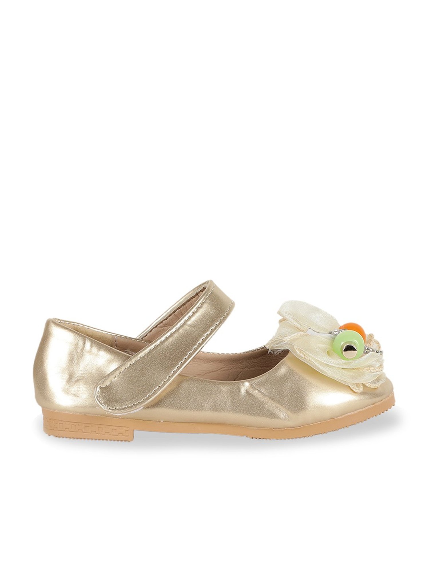 Passion Petals Kids Gold Mary Jane Shoes