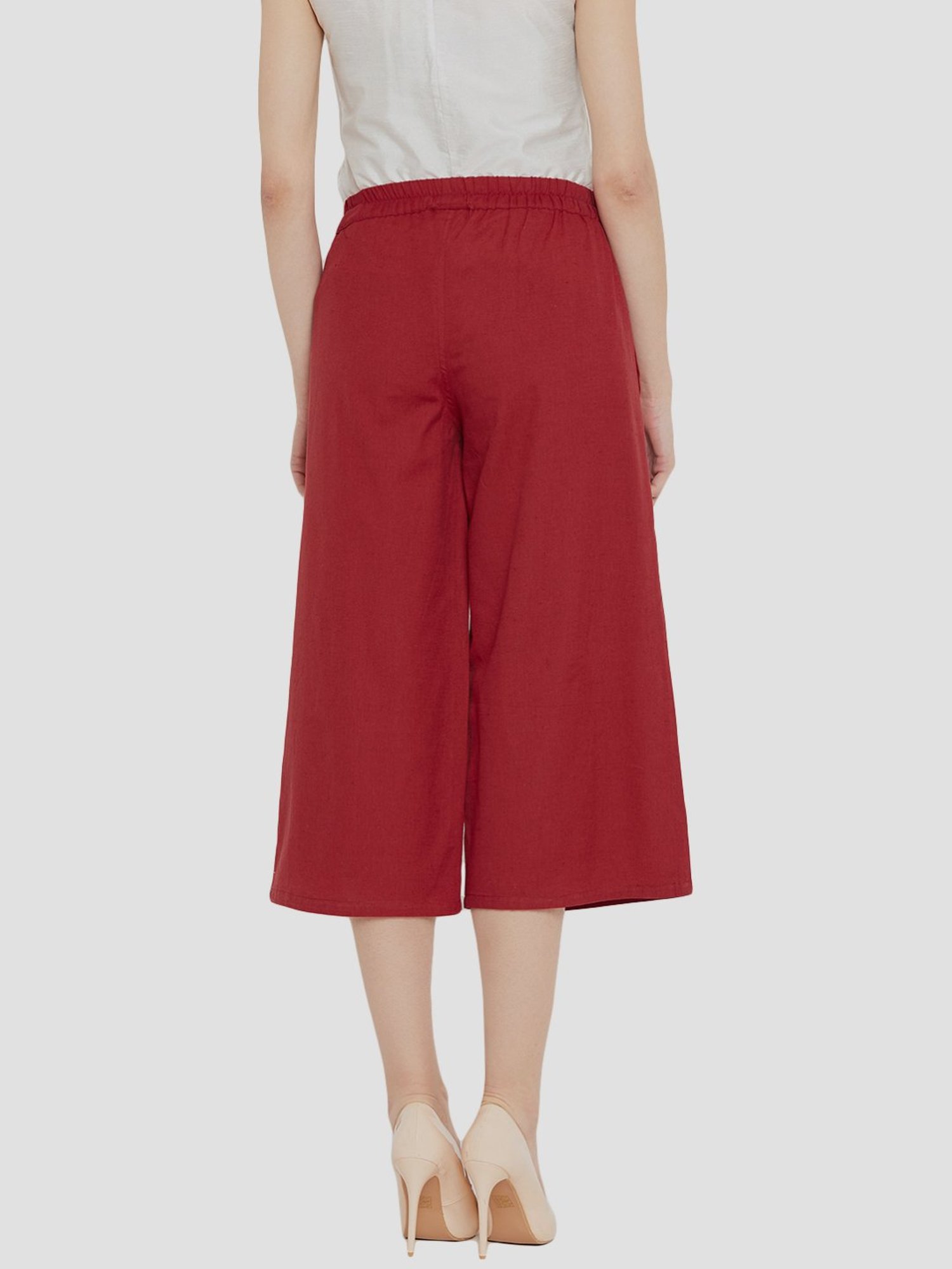 Sringam Maroon Cotton Culottes