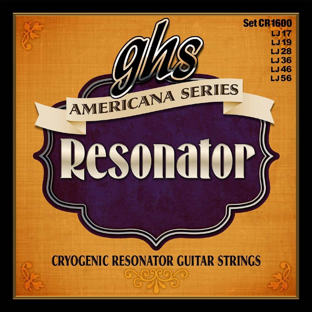 GHS CR1600 Americana Phosphor Bronze Resonator String Set, Regular 17-56