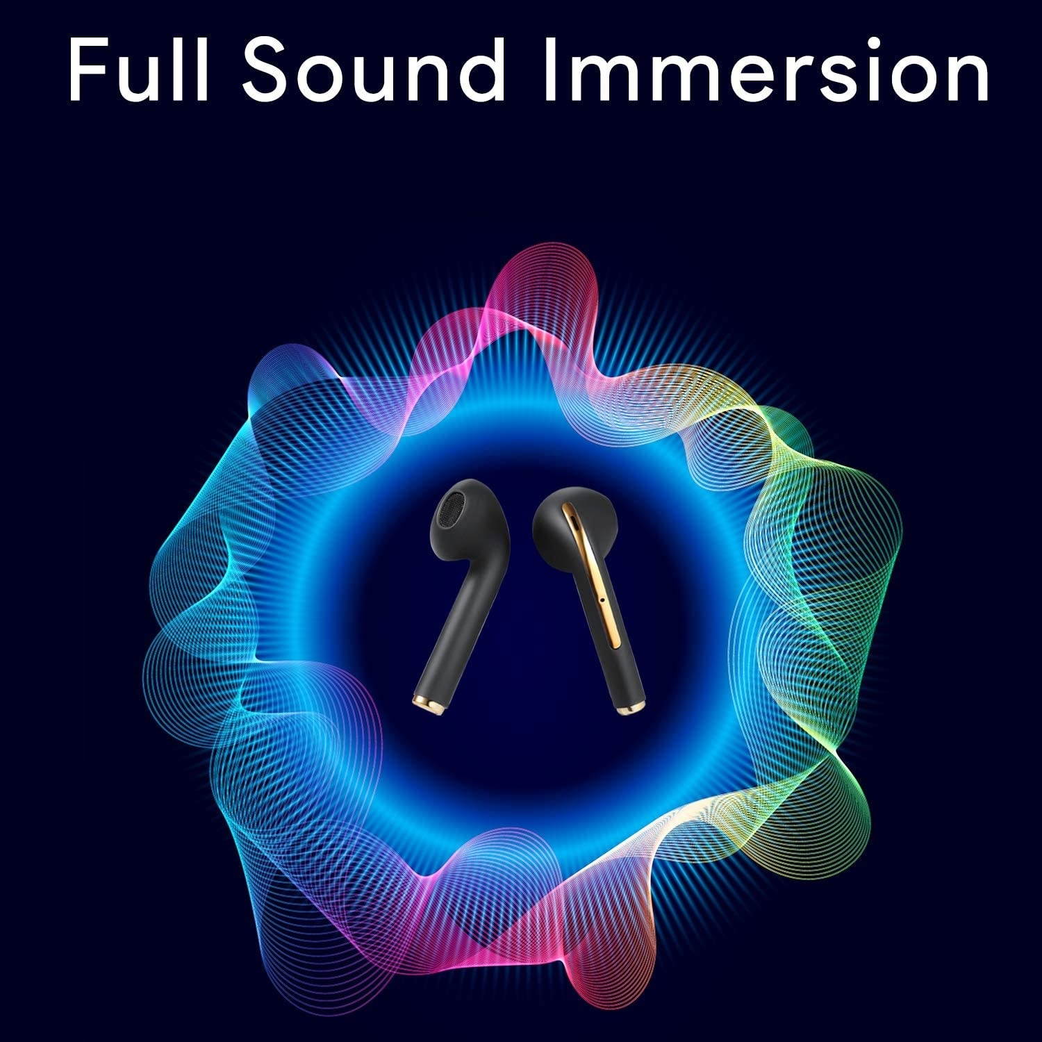 Dartwood True Wireless Earbuds - Portable Splashproof Headphones with Bluetooth Connectivity, Immersive Sound, Mic and Volume Control (Black)