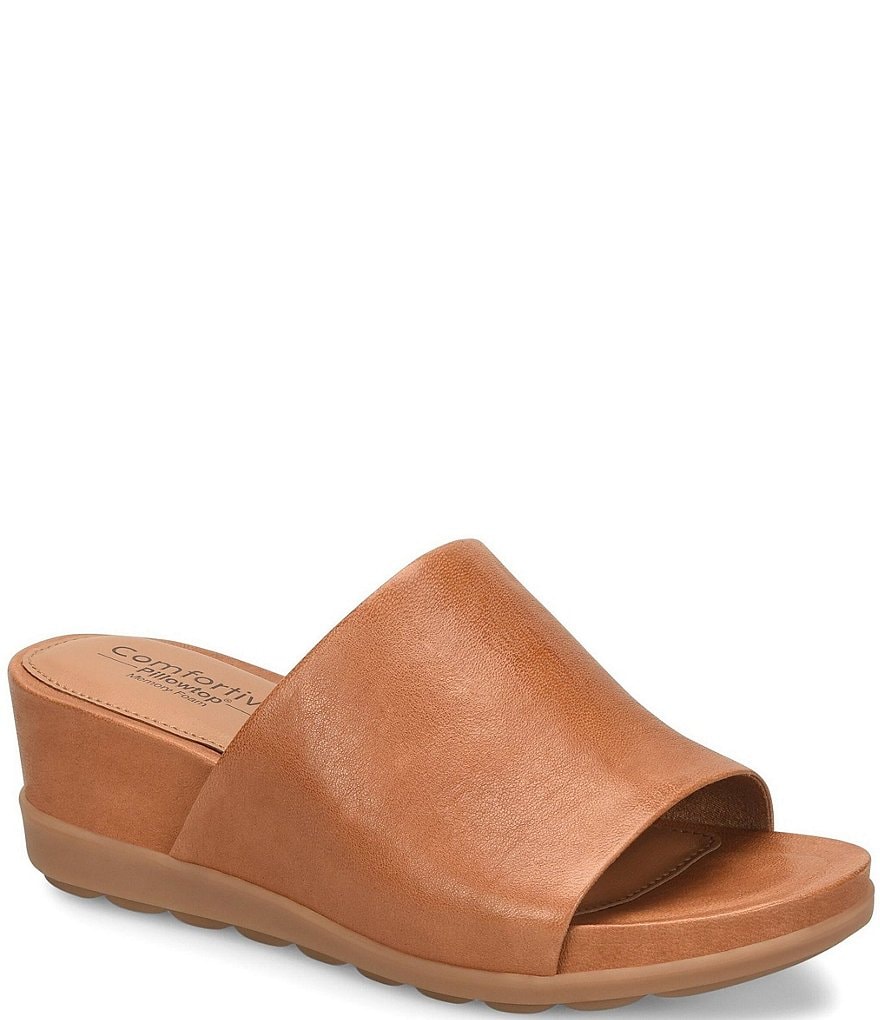 Comfortiva Pax Leather Wrapped Wedge Slides