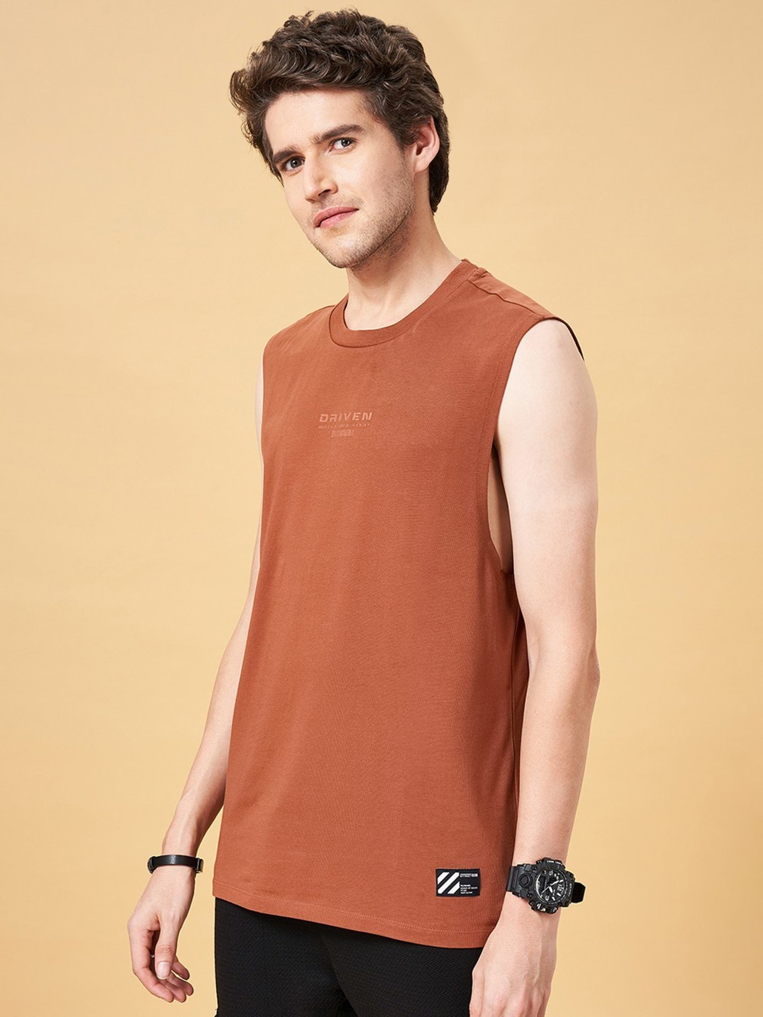 Street 808 by Pantaloons Mocha Bisque Relaxed Fit Vest