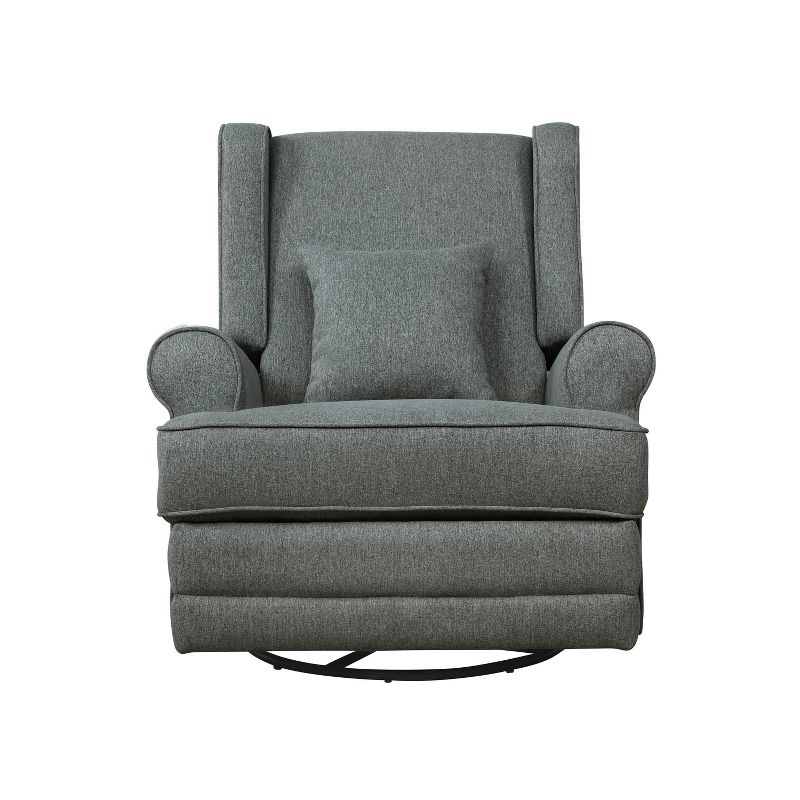 Evolur Melbourne Upholstered Wingback Swivel Glider - Solid Gray