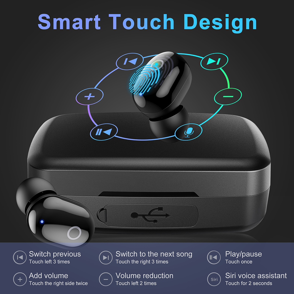 Wireless Earbuds Bluetooth 5.0 in-Ear Headphones, IPX7 Waterproof Earbuds with Portable LED Power Display Charging Case, with Smart Touch/Stereo Sound, Bluetooth Earbuds for Sports/Gaming/Music