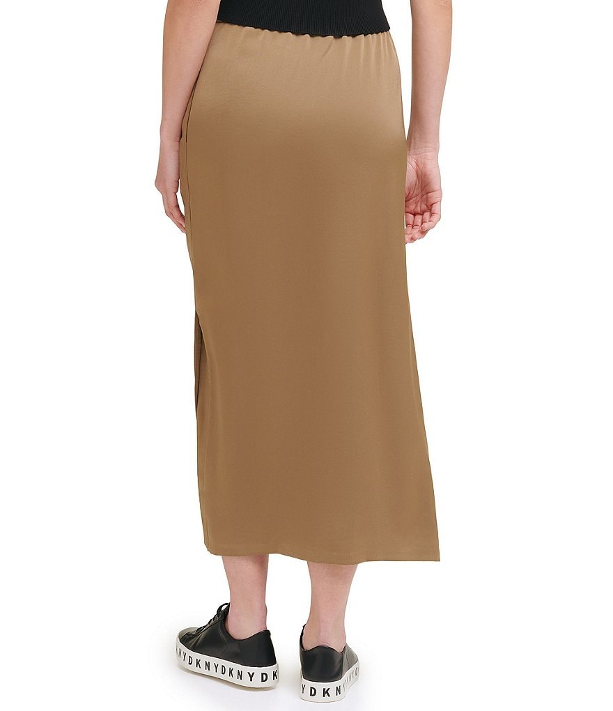 Eva Varro Animal Print Knit Jersey Wide Yoke A-Line Midi Skirt