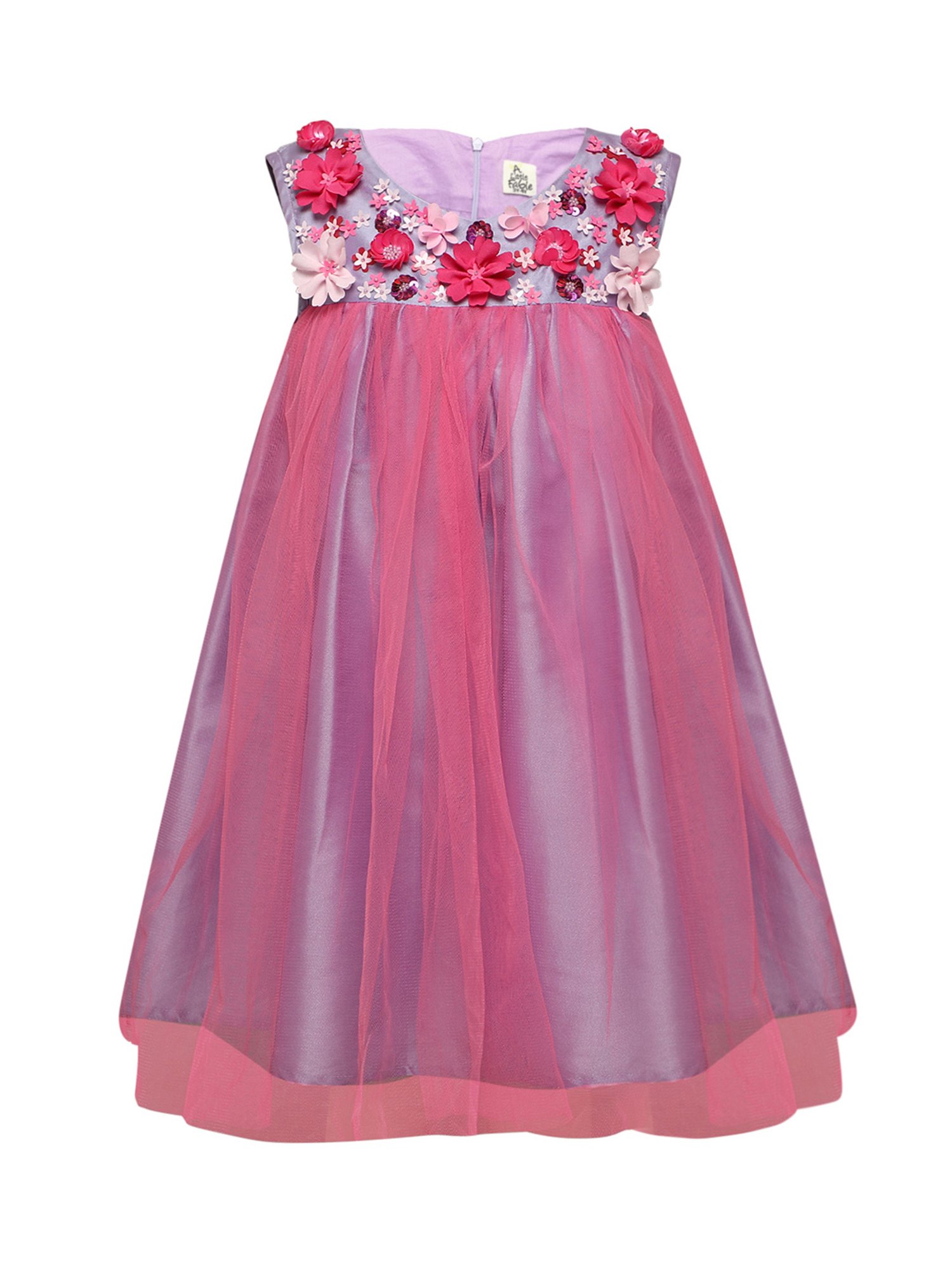 A Little Fable Kids Lavender & Pink Applique Dress