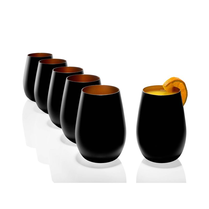 16.5oz 6pk Glass Olympia Tumbler Drinkware Set Black/Bronze - Stolzle Lausitz
