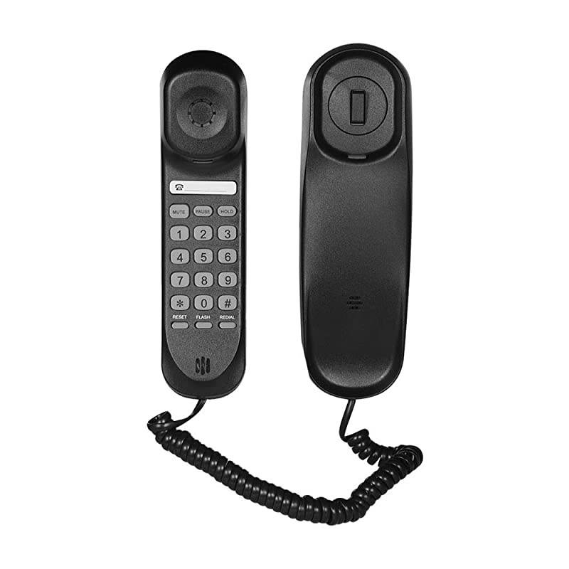 Mini Desktop Corded Landline Phone Fixed Telephone Wall Mountable Supports MutePauseHoldResetFlashRedial Functions for Home Hotel Office Bank Call Center
