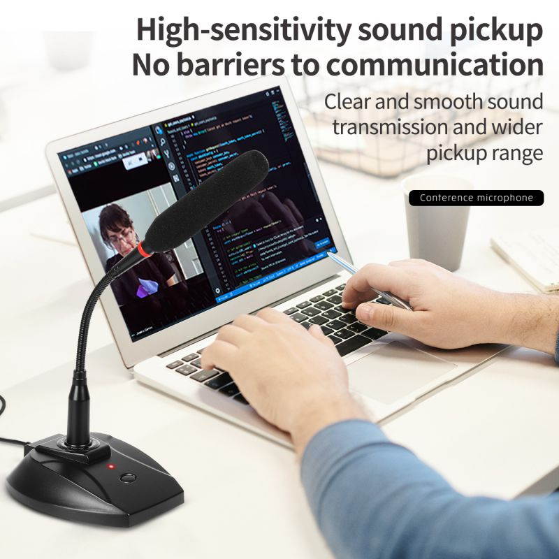Depusheng USB Computer Microphone Desktop Condenser Microphone with Monitoring Interface for Gamelive, Singing, Meetings, Recording, etc