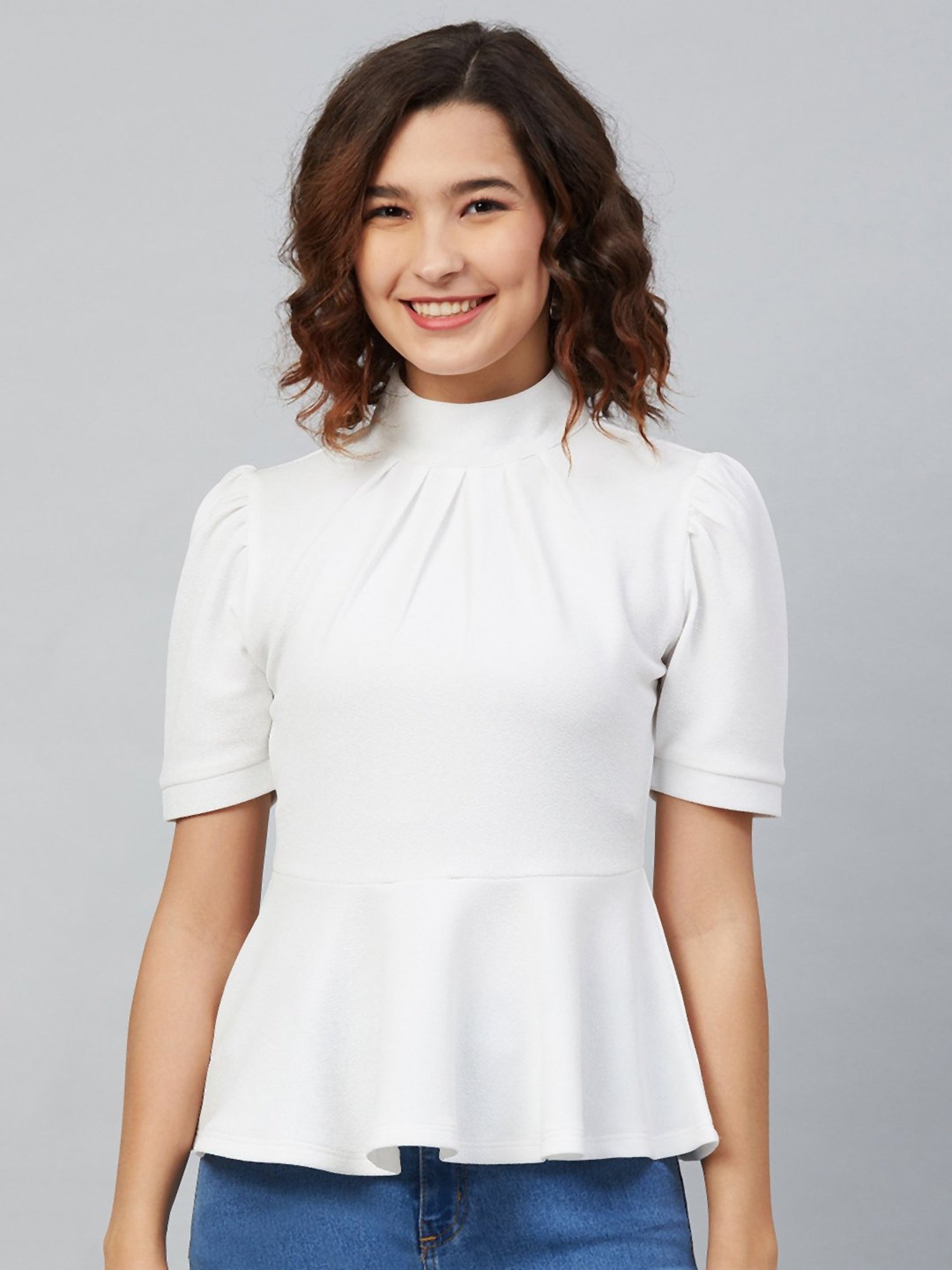 Marie Claire White Peplum Top