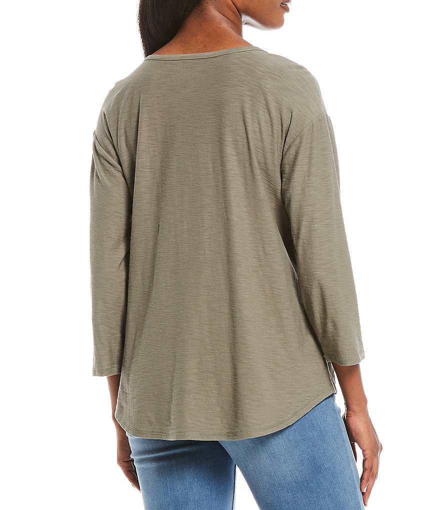 Westbound 3/4 Sleeve Seam Solid Cotton Blend Tee