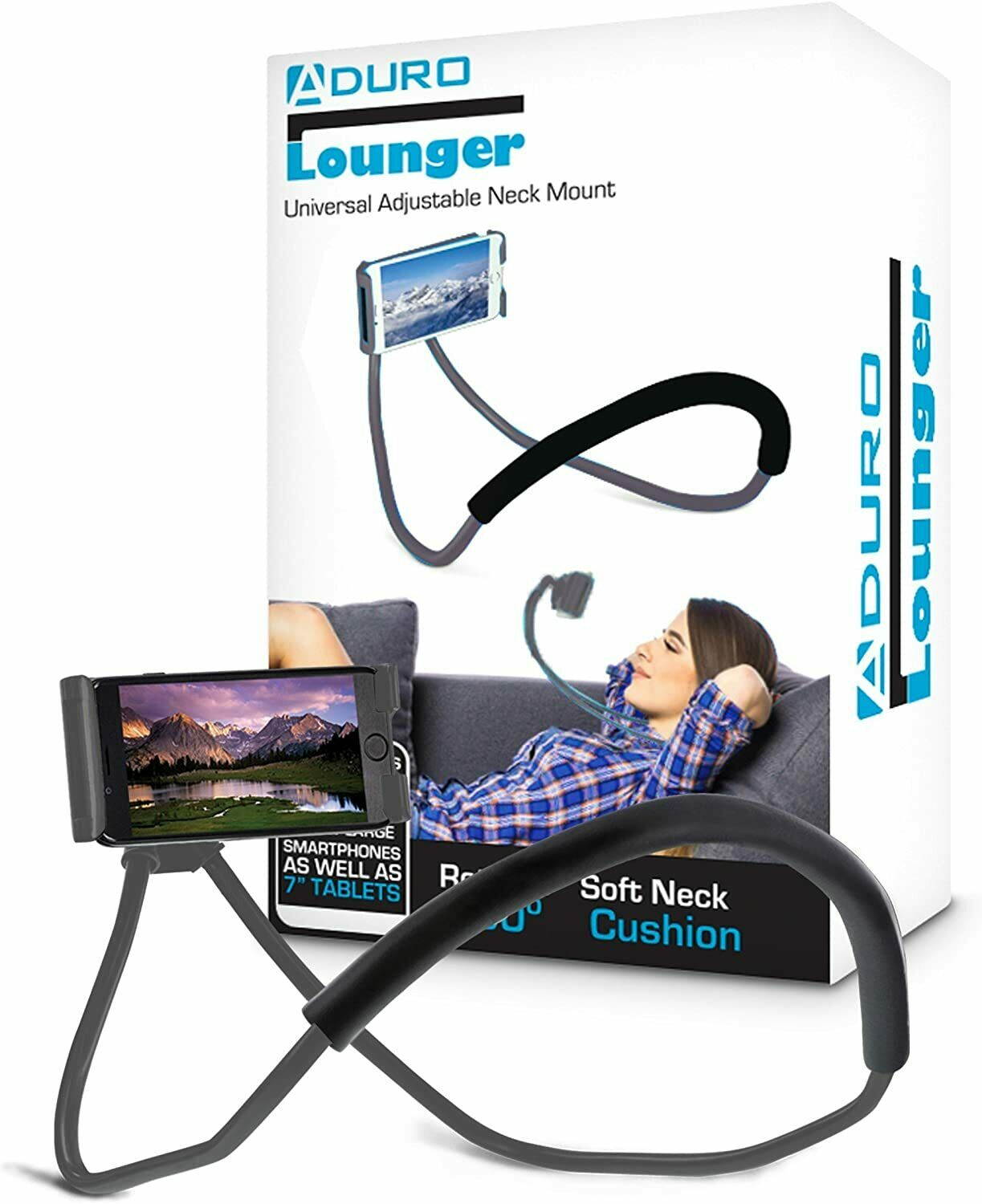 Aduro Lounger Cell Phone Mount Holder for Neck, Universal Smartphone Lazy Stand
