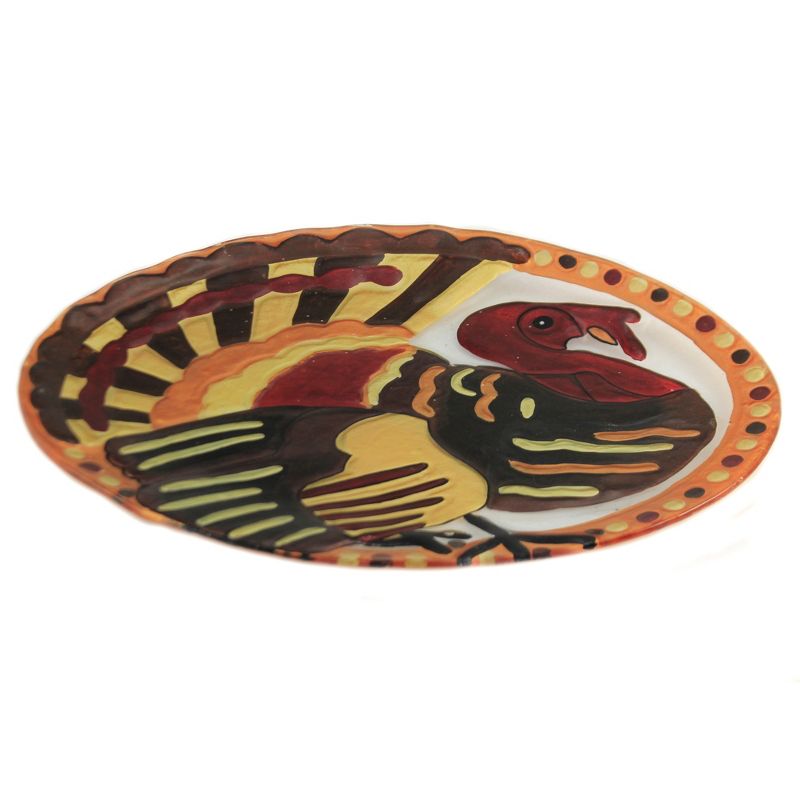 Tabletop 10.0" Turkey Oval Platter Glass Fusion Gold Crest Distributing  -  Serving Platters