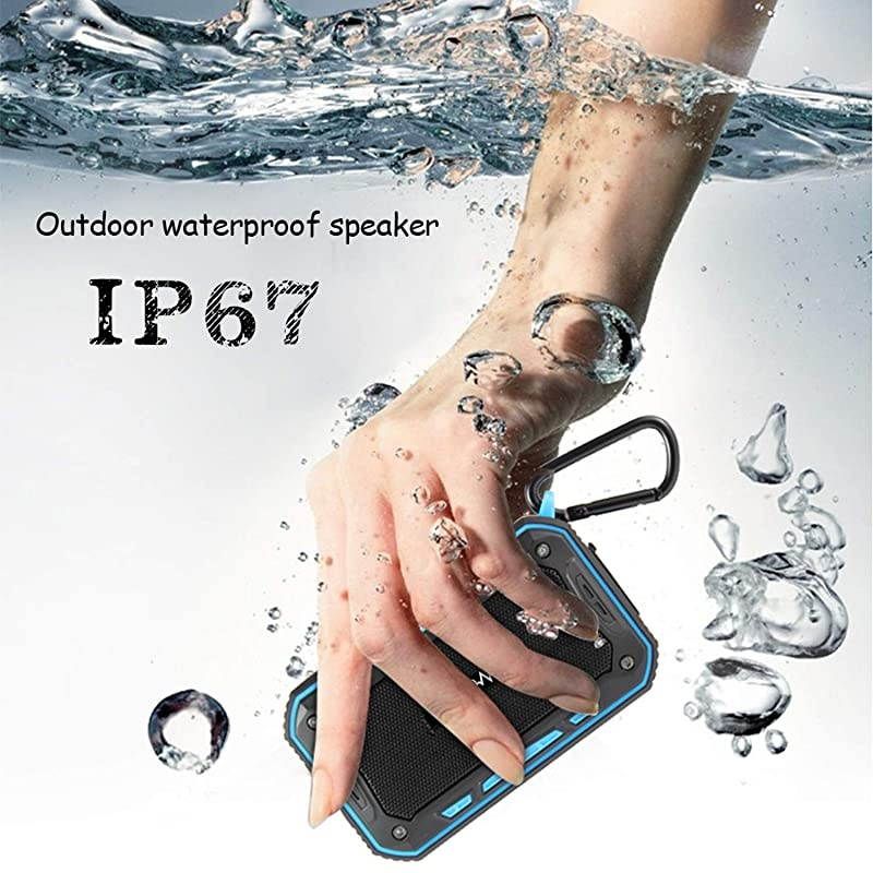 Outdoor Wireless Bluetooth 4.2 Speaker Rechargable 2200mAh Waterproof Dustproof Shockproof 10W Enhanced Bass with TWS Pairing Function for Beach, Shower & Home