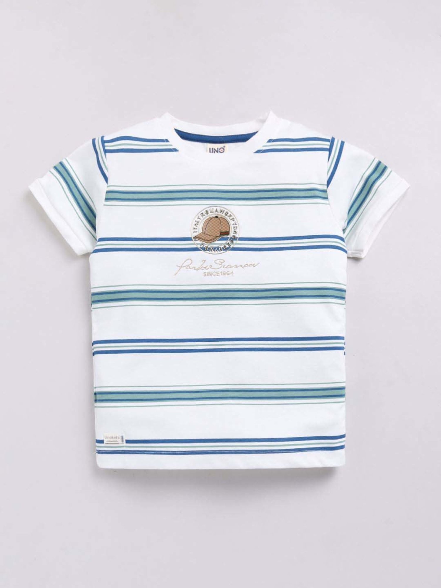 UNO KIDS Boys Green & White Striped Top & Short sets