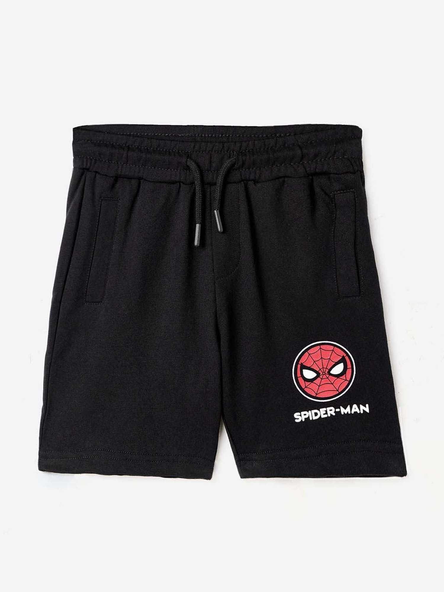 The Souled Store Kids Black Cotton Printed Shorts