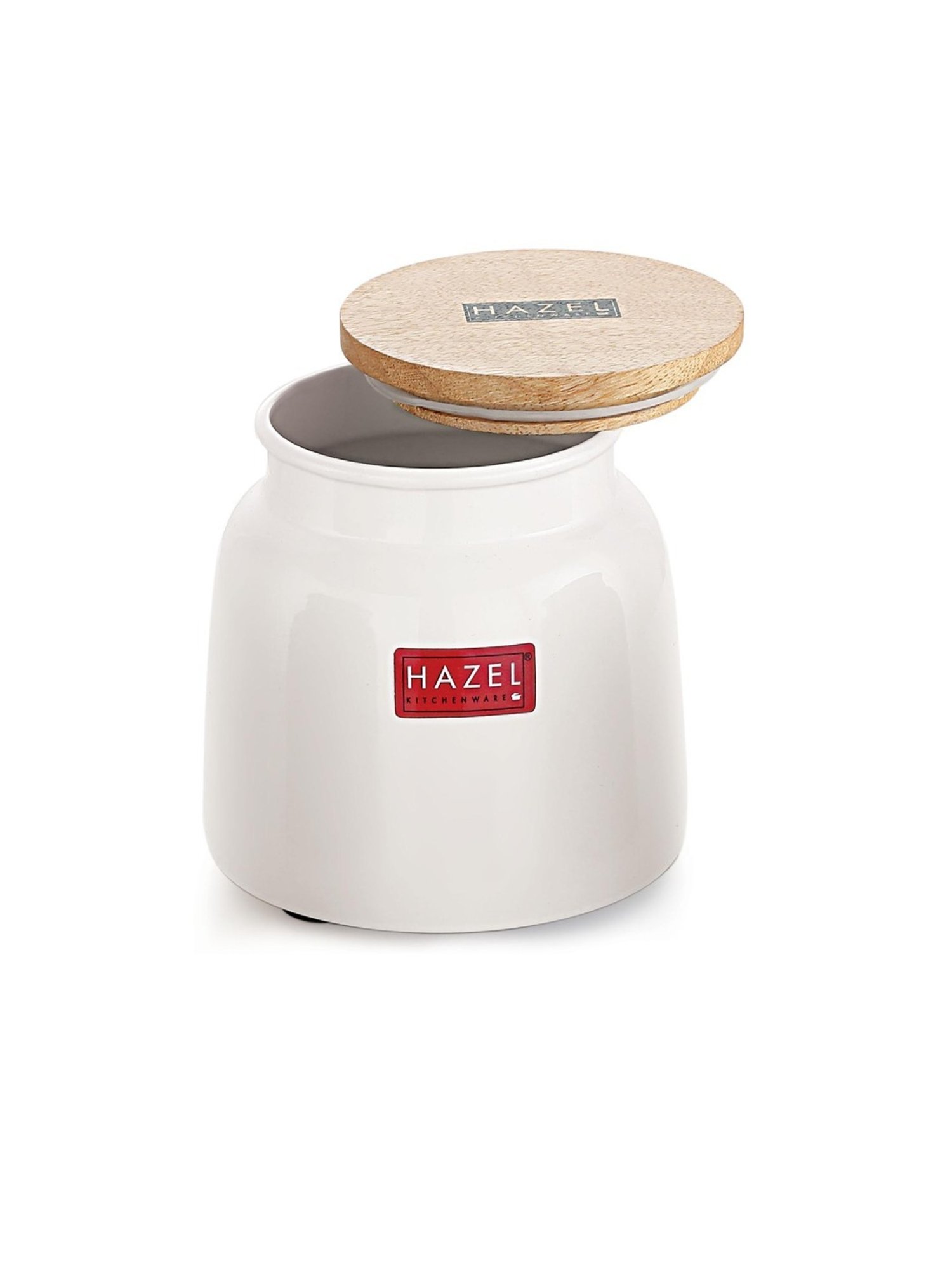 HAZEL Yellow & White Galvanized metal Storage Container with Lid - Set of 2