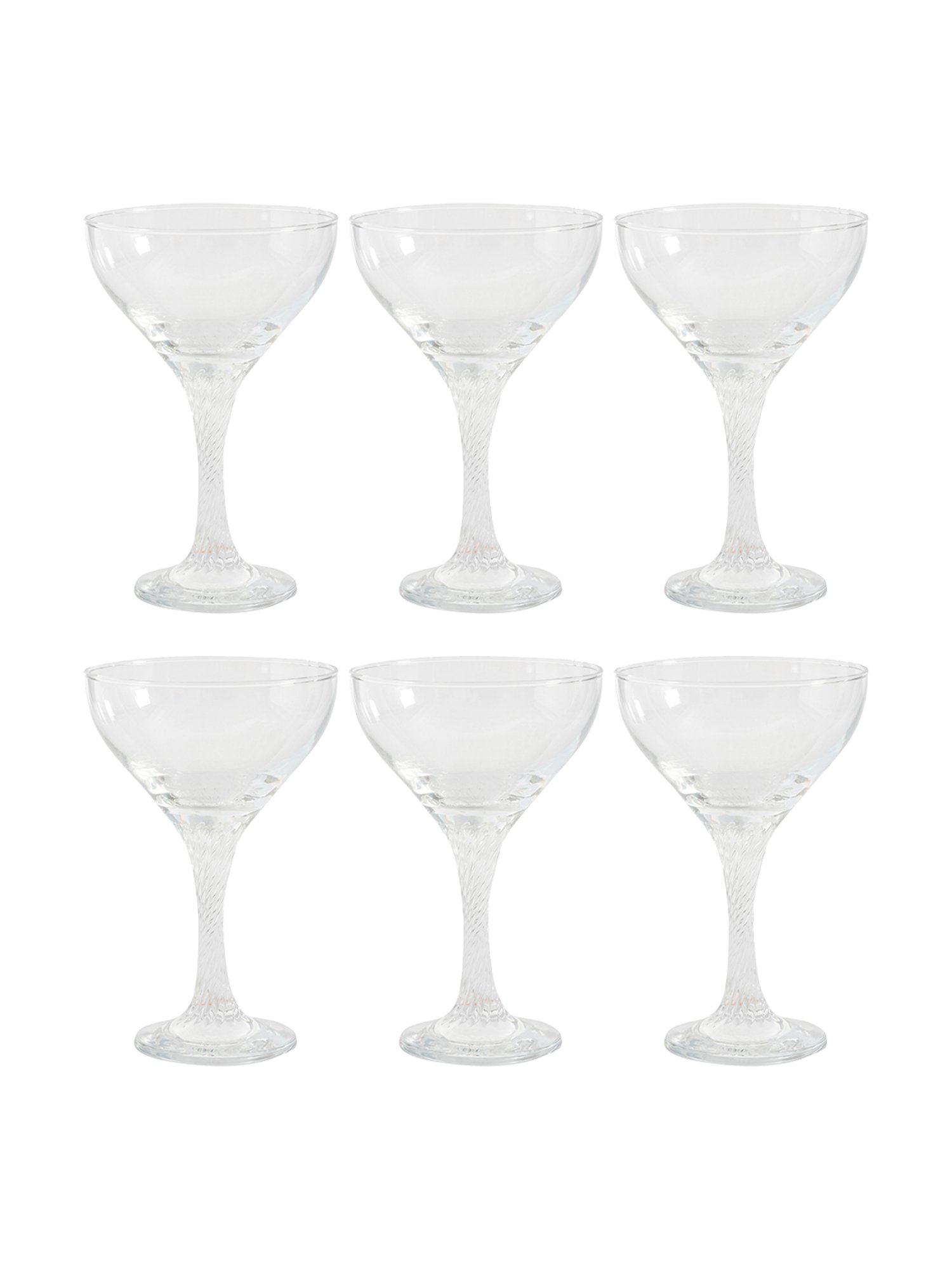 Pasabahce Transparent Glass Twist Wine Cocktail Glasses - Set of 6 (280ml)