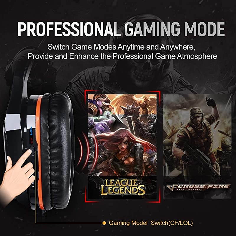 USB Plug Virtual 7.1 Surround Sound Gaming Headset for PC, PS4 , Laptop, with Vibration Bass, Mic and LED Lights G910,Black