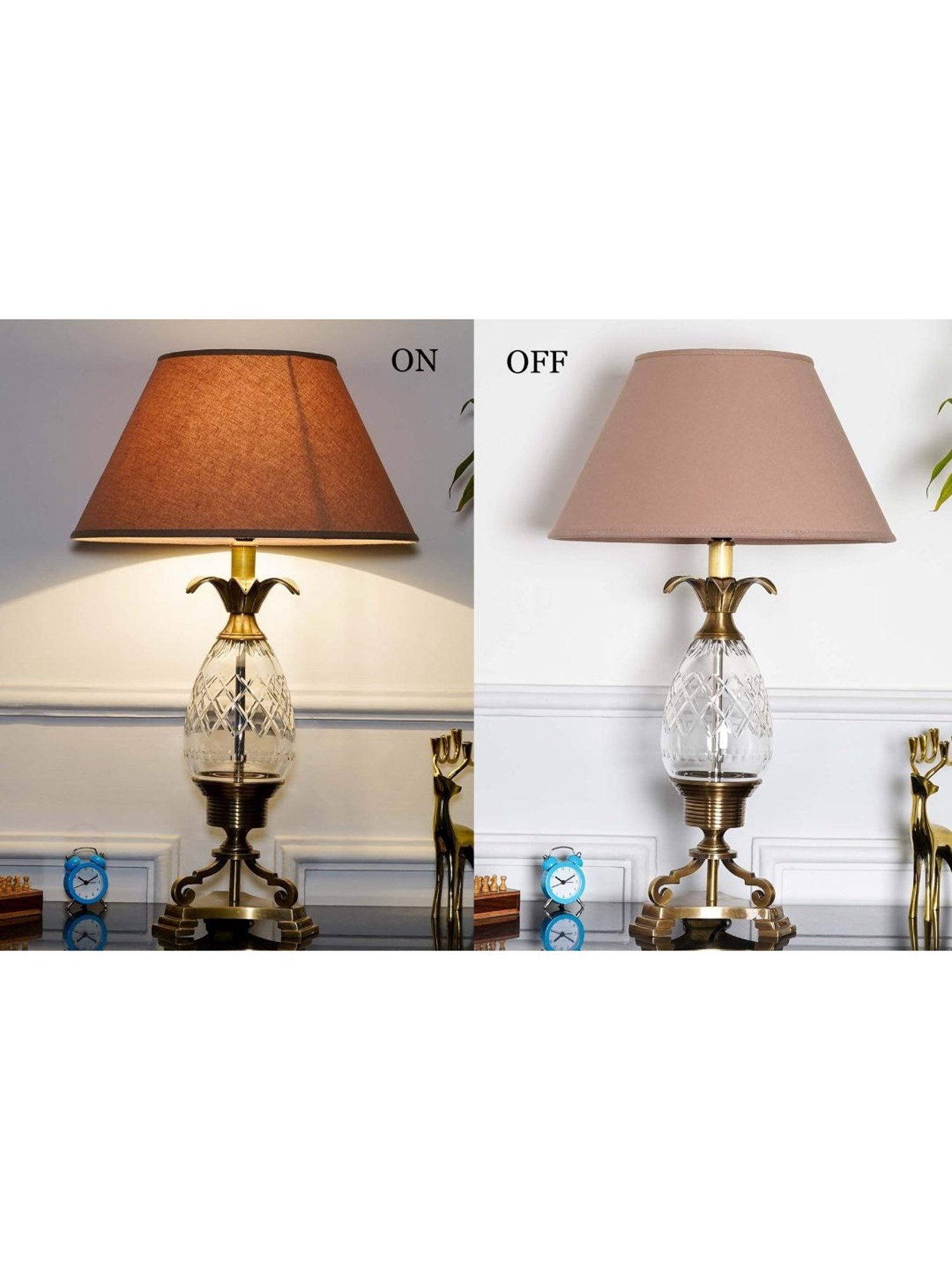 Kapoor Lamp Shades Brass Antique & Pink Brass Louise & Cotton Shade Table Lamp