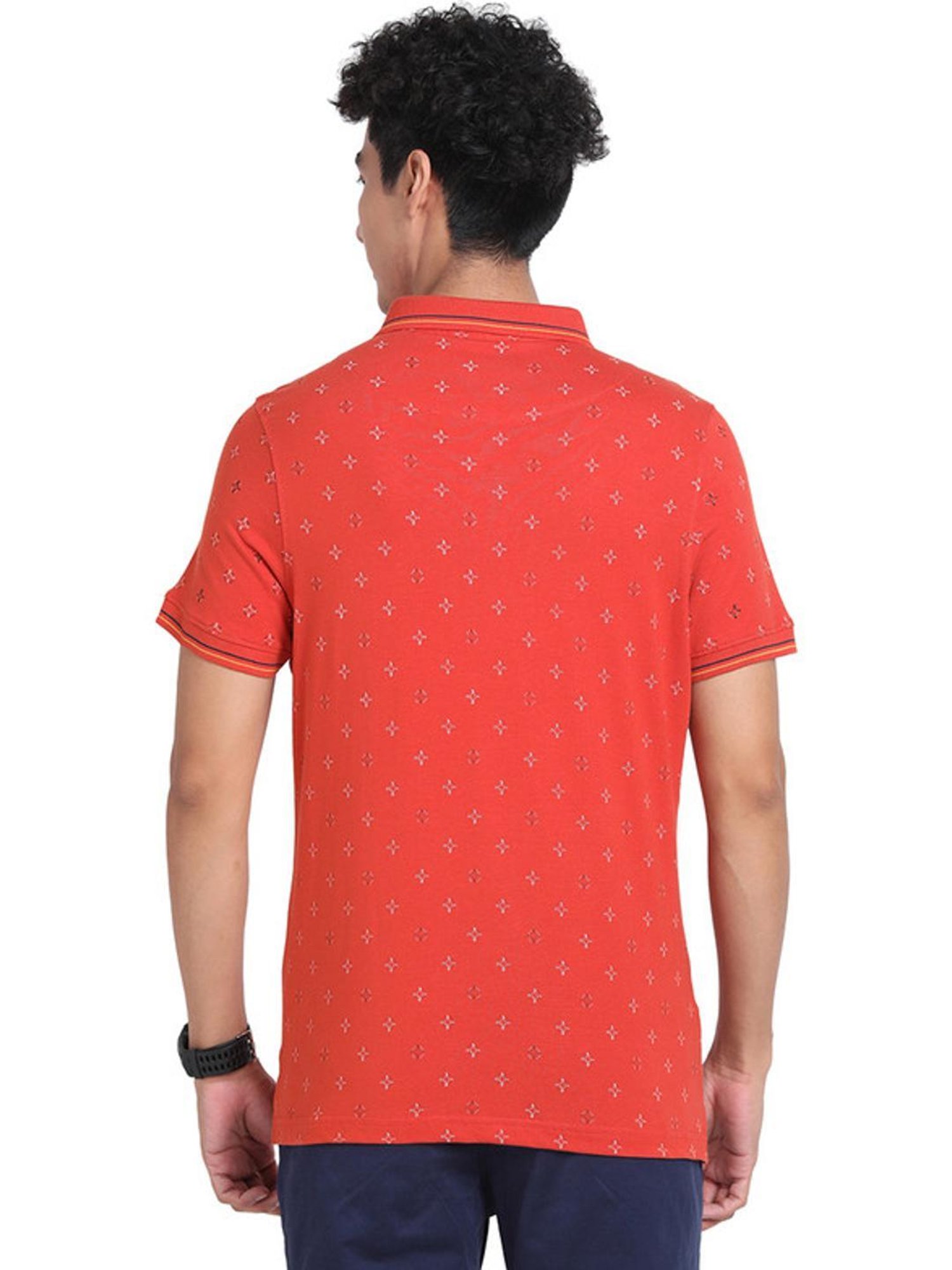 Turtle Red Cotton Slim Fit Printed Polo T-Shirts