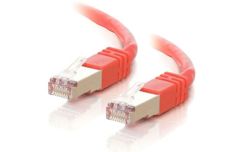 C2G-10ft Cat5e Molded Shielded (STP) Network Patch Cable - Red - Category 5e for Network Device - RJ-45 Male - RJ-45 Male - Shielded - 10ft - Red