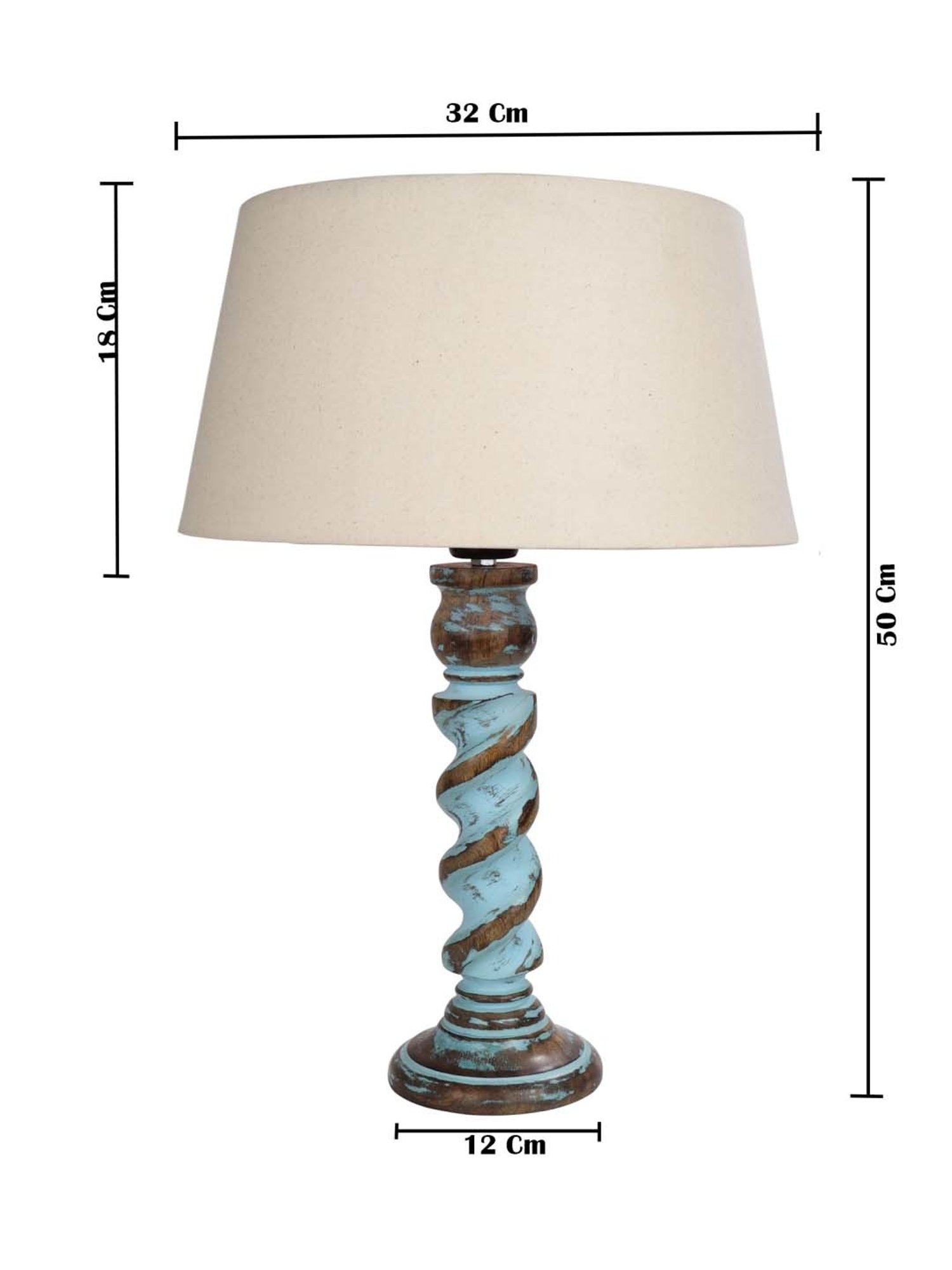 Homesake 'Signature Rustic Rope Distress' Beige & Turquoise Wood Table Lamp with Shade - Set of 1