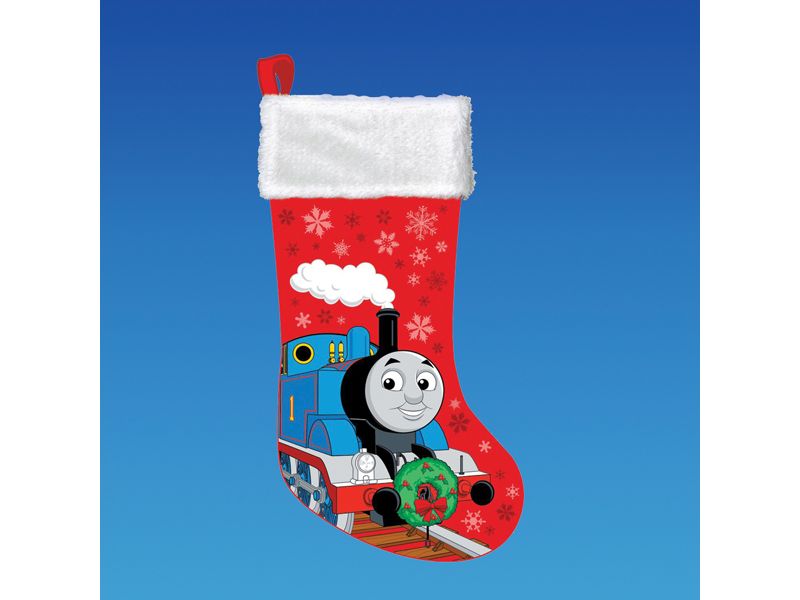 Kurt S. Adler 17" Red Thomas the Tank Applique Christmas Stocking with White Faux Fur Cuff