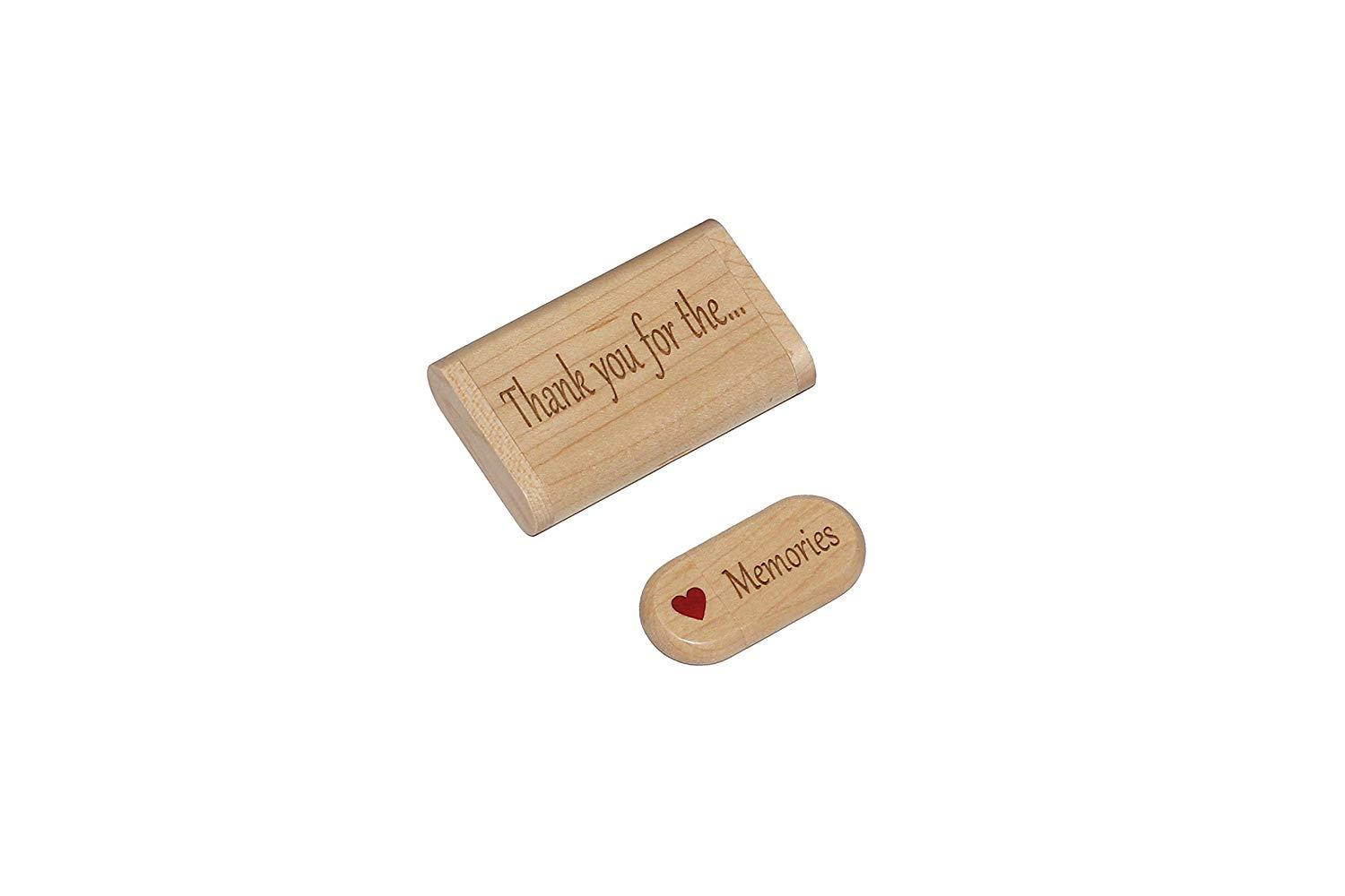 Wood 128gb Flash Drive Gift with Display Box "Thank you for the...Memories" 2.0 Gift USB with Bow-Tied Gift Box