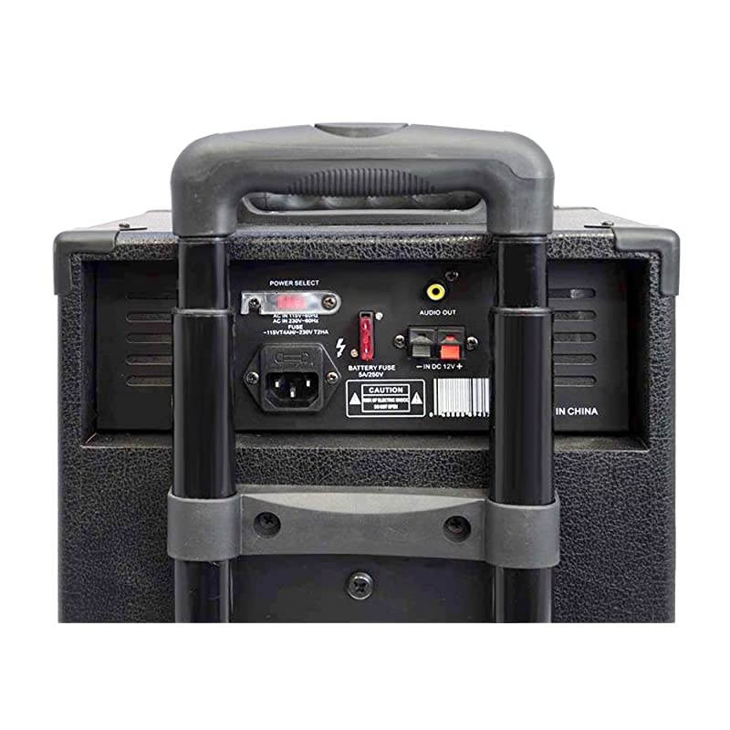 800 Watt Outdoor Portable Wireless PA Loud speaker - 10'' Subwoofer Sound System with Charge Dock, Rechargeable Battery, Radio, USB / SD Reader, Microphone, Remote, Wheels - PWMA1090UI