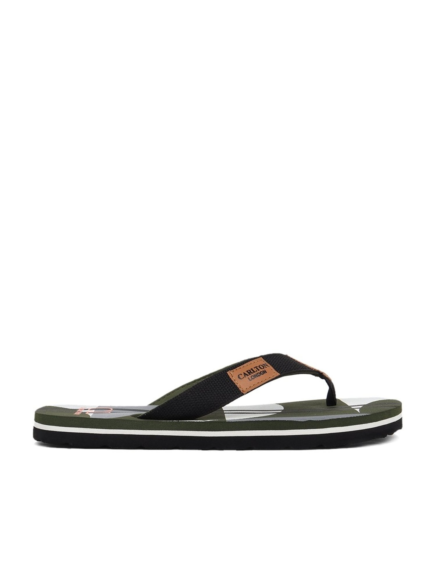 Carlton London Men's Olive Flip Flops