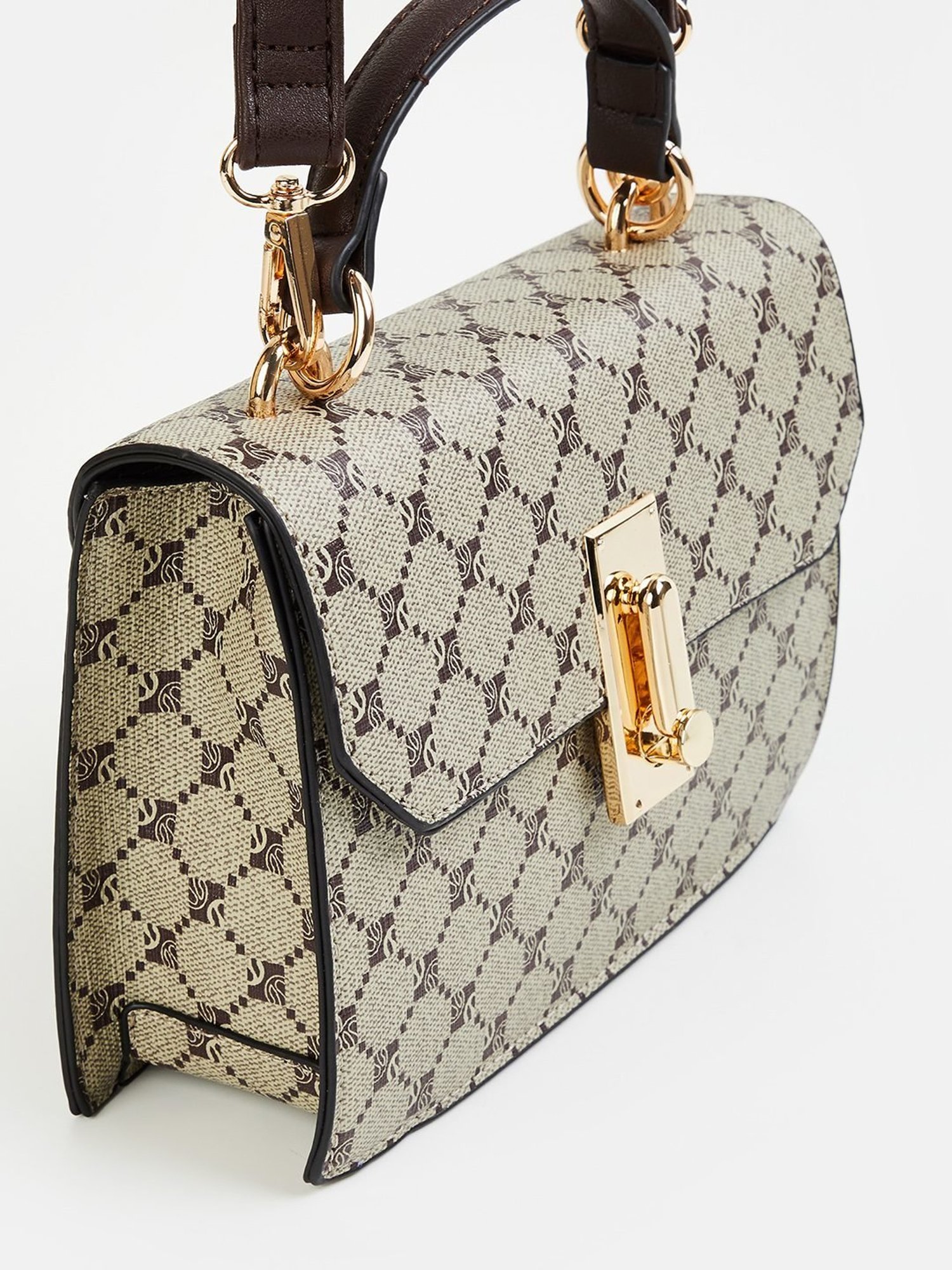 Code by Lifestyle Beige Printed Satchel Handbag