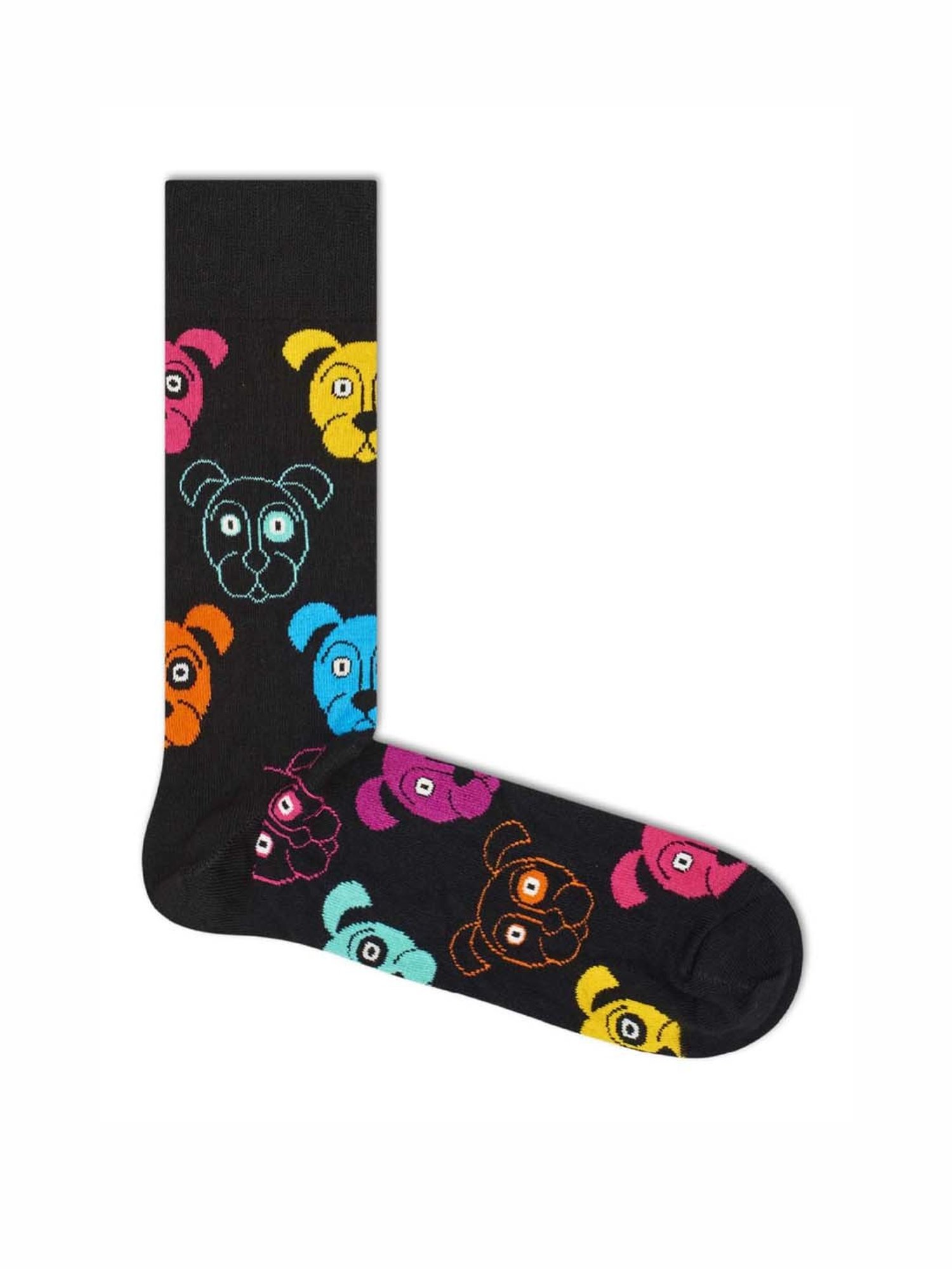 Happy Socks Dog Black Cotton Printed Socks (36-40)