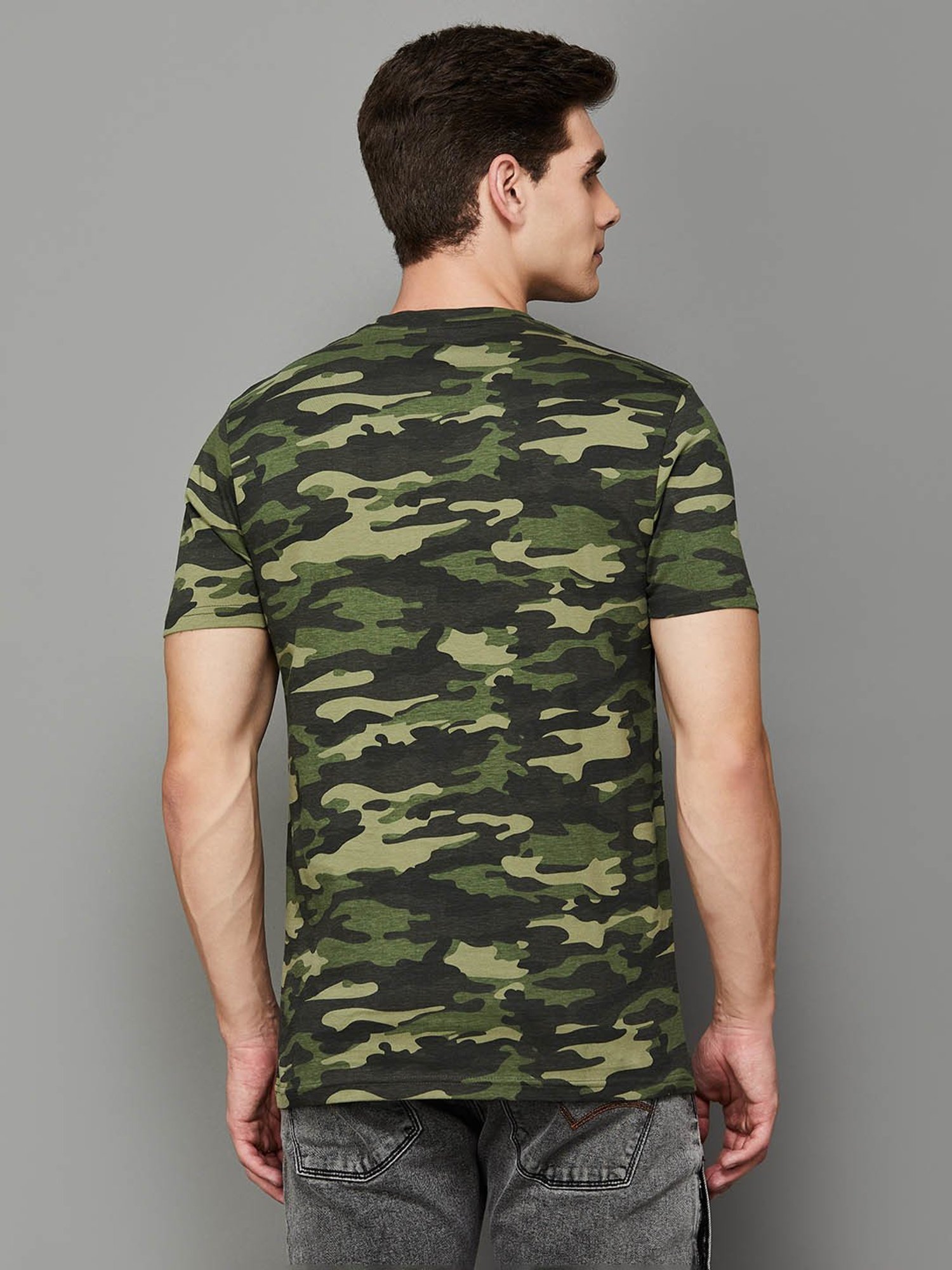 BOSSINI Olive Cotton Slim Fit Camouflage T-Shirt