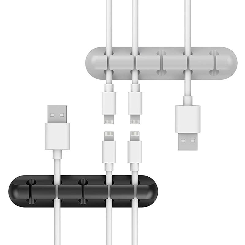 2 Pack Cable Clips  Cord Organizer 5 Slots 6mm Sticky Cable Clips Adhesive Destop Cable Drop for Charging Home Office Cubicle Car Night Stand Desk Accessories