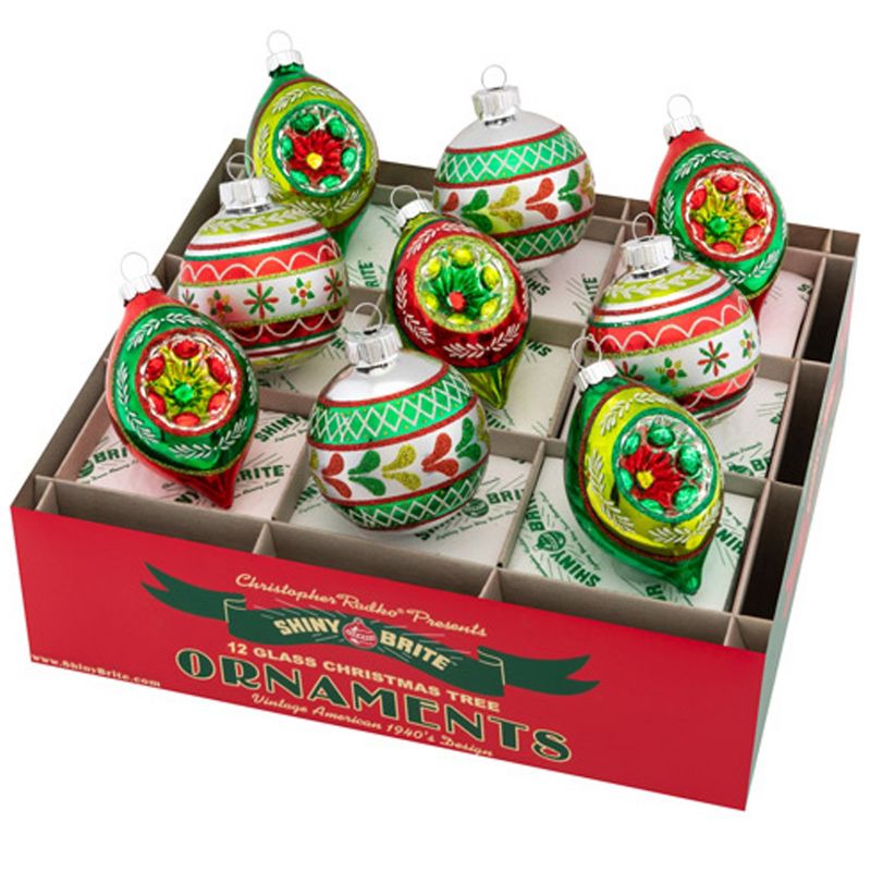 Shiny Brite 2.75" Hs Rounds & Tulips Holiday Splendor Ornament  -  Tree Ornaments