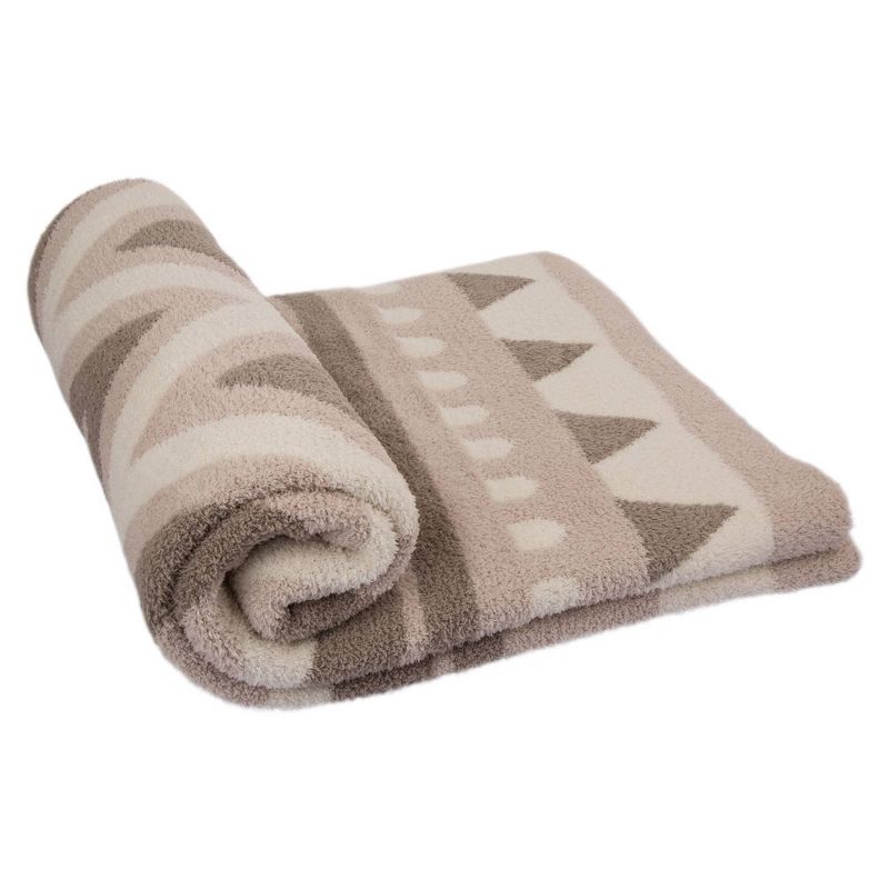 60" x 50" Knitted Polyester Geometric Pattern Feather Yarn Throw Blanket - Glitzhome