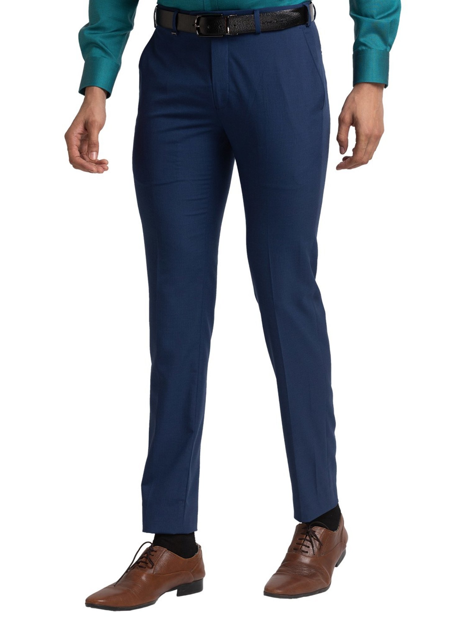 Raymond Blue Regular Fit Texture Trousers